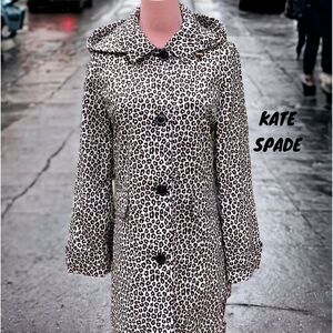 KATE SPADE NWT LEOPARD PRINT 34” TRENCH RAIN COAT JACKET SMALL